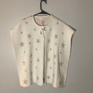 LILURAIN - Girl’s Shawl - Off White / Gold Stars - Size US 10